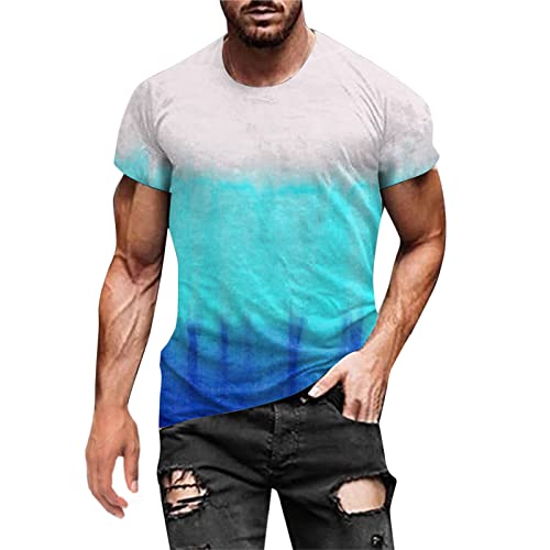 Yowablo Herren T-Shirt O-Ausschnitt Kurzarmshirt Casual Streetwear T-Shirts Männer Mode Frühling Druck Kurzarm Tops Blusen (XXL,Grün) von Yowablo