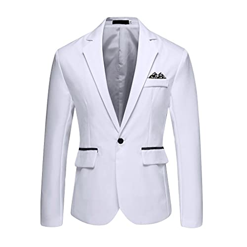 Yowablo Male Blazer Slim Fit Herren Blazer Slim Fit Sakko Herren Slim Fit Sakko Casual Blazer Smokingjacke für Hochzeit (M,Weiß) von Yowablo