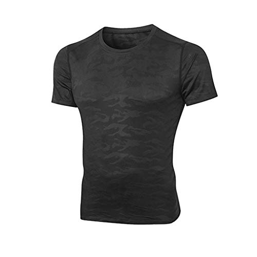 Yowablo T-Shirt Herren Gym Fitness - Funktionelle Sport Bekleidung - Geeignet Für Workout, Training - Slim Fit (M,2Schwarz) von Yowablo