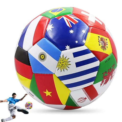 Yoyakie Fußballball, Größe 5 Fußball, 8,5 -Zoll -Nationalflaggenfußball, wasserdichte PVC -Jugendfußball für Erwachsene für das Training für Ligaspiele oder Geschenk von Yoyakie