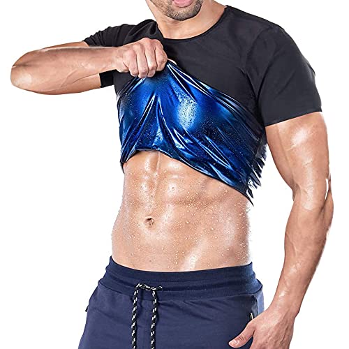 Sauna T Shirts Effekt Sport Trainingsanzug Herren Sweat Sauna Unterhemden Hemd Schwitzen Abnehmen,Schwarz,L von Ypnrd