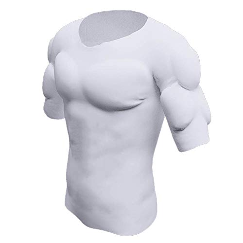 Ypnrd Männer Shaper Falsch Muscle Chest T-Shirt Gefälschte Schultern Gepolstert Unterwäsche Kompression T-Shirts,Weiß,XL von Ypnrd