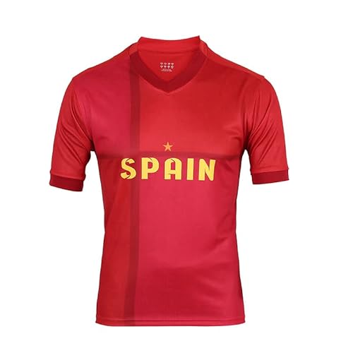 2022 Katar Fußball Weltmeisterschaft T-Shirt Kurzarm Rundhals Fanshirt Trainingsshirt Stretch Casual Atmungsaktiv Sport Shirt Bedrucken Fussballtrikot Spanien M von YuanDiann