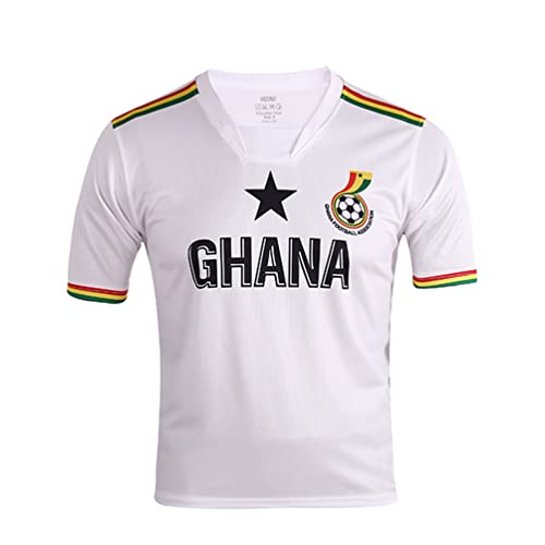 YuanDiann 2022 Katar Fußball Weltmeisterschaft T-Shirt Kurzarm Rundhals Fanshirt Trainingsshirt Stretch Casual Atmungsaktiv Sport Shirt Bedrucken Fussballtrikot Ghana XL von YuanDiann