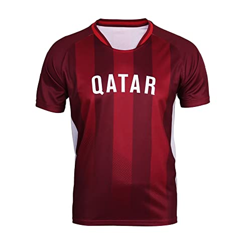 YuanDiann 2022 Katar Fußball Weltmeisterschaft T-Shirt Kurzarm Rundhals Fanshirt Trainingsshirt Stretch Casual Atmungsaktiv Sport Shirt Bedrucken Fussballtrikot Katar XL von YuanDiann