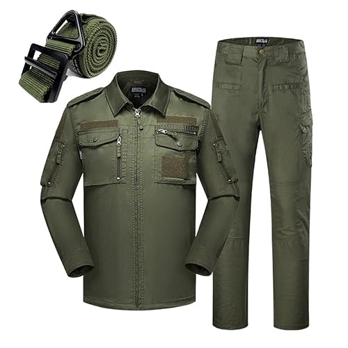 YuanDiann Herren Outdoor Taktische Tarnkleidung 3-teiliges Set, Hemd & Hose & Multifunktional Gürtel，Trekking Bergsteigen Militär Combat Camouflage Jagdbekleidung von YuanDiann