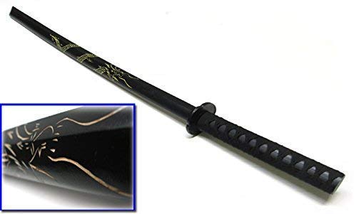 Yudu Bokken Holz Übungs - Schwert Drache geschnizt schwarz 80 cm von Yudu