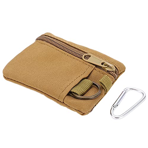 Molle Pouch Small, Outdoor Holster Military Molle Wallet, tragbares Mini-Schlüsselkartenetui EDC Pouch Bag Geldbörse mit Karabiner(Braun) von Yuecoom