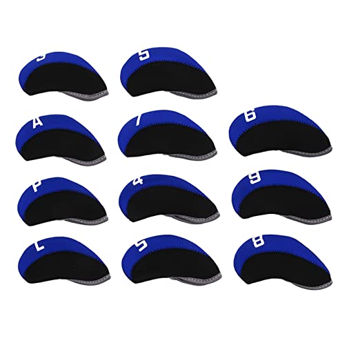 Yuecoom Golf-Eisenkopfbezüge, 11-teiliges, Langlebiges, Nummeriertes Neopren-Kopfschutz-Set Für Golfzubehör Im Freien(Blau) von Yuecoom