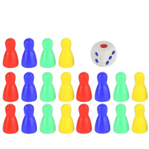 Yuecoom Schachspielfiguren-Würfelset, Kunststoff, Mehrfarbig, Bauernschachfiguren, Würfelset, Brettspielfiguren Und Würfel Für Brettspielkomponenten, Tischmarkierung von Yuecoom