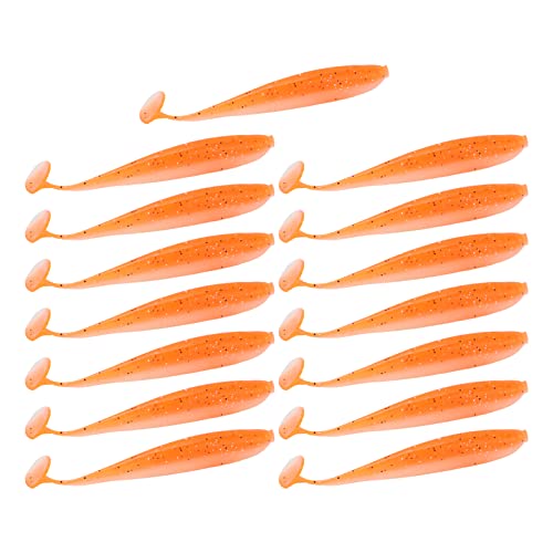 Yuecoom Soft Lure Bite, 15 Stück Simulation Angelköder, Weiches Silikon-Köder-Set, T-Schwanz, Zweifarbig, Künstliche Köder Zum Angeln(Orange) von Yuecoom