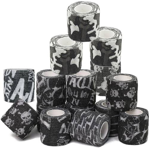 Yueser Selbstklebender Verband, 15 Rollen Selbsthaftende Bandage Selbstklebende Selbsthaftender Verband Selbstklebend Haftbandage Fixierbinde Selbsthaftend Tattoo Outdoor Camouflage Tape 5cm*4.5m von Yueser