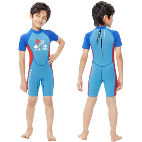 Yueta Neoprenanzug Kinder kurz, 2.5 mm Neopren Surfanzug Kinder, Kurzarm Einteiler Neoprenanzüge Jungen für Schwimmen, Tauchen, Surfen von Yueta