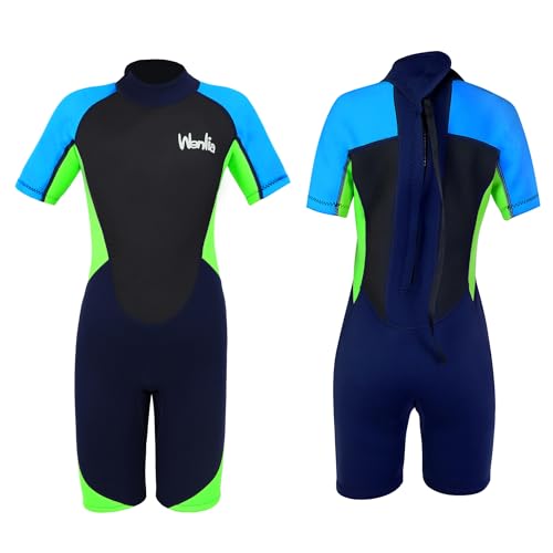 Yueta Kinder Neoprenanzug-2.5mm Neopren Shorty Neoprenanzug Teenager Einteilig UV-Schutz 50+ Badeanzug zum Tauchen, Schwimmen, Surfen von Yueta