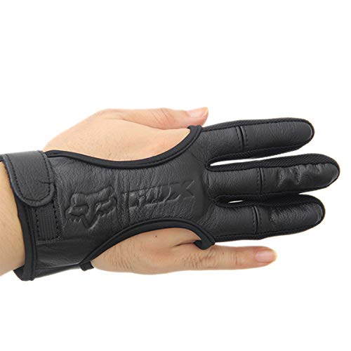Yumech Bogenschießen-Handschuh mit drei Fingern, echtes Leder, Schutz für Recurve-Bogenschießen, für Jugendliche, Erwachsene, Anfänger von Yumech