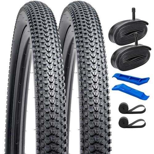 YunSCM 2PCS Faltbare 27.5 Zoll Fahrradreifen 27.5x2.10 ETRTO 54-584 und 27.5 Zoll Schlauch AV32mm Ventil kompatibel Mountainbike MTB 27.5x2.0 27.5x2.10 27.5x2.125 Reifen und Schlauch von YunSCM