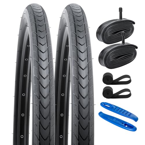 YunSCM 2er-Pack 27.5 Zoll Reifen 27.5x1.75 ETRTO 47-584 und 27.5'' Schlauch Verdickter Schrader Ventil AV32mm kompatibel 27.5x1.75 27.5x1.80 27.5x1.85 Rennrad/Mountain Reifen und Schlauch(W2034) von YunSCM