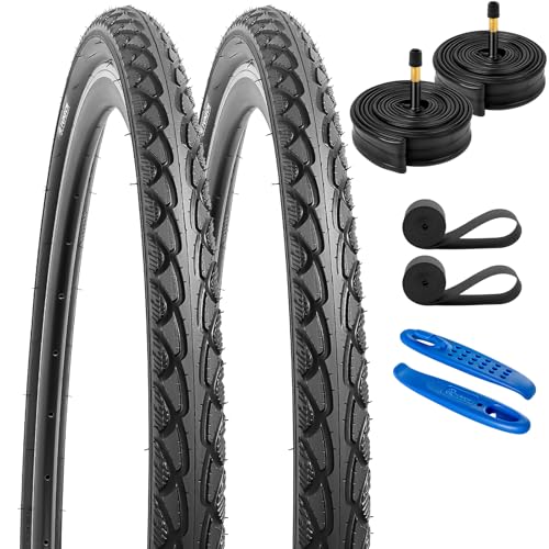 YunSCM 2er-Pack Faltbarer 28 Zoll Reifen 28x1.60 700x40C Mantel 40-622 Plus 700C Schlauch AV48mm Valve kompatibel Bike 700x38C 700x40C 700x42C 42-622 Fahrradreifen und schlauche von YunSCM
