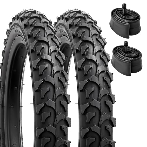 YunSCM 2Pcs Faltbar 14 Zoll Reifen 14x2.125 Mantel 57-254 Plus 14 Zoll Schlauch AV32mm Ventil kompatibel Mountainbikes, Rennräder, Citybikes 14x2.10 14x2.125 14x2.25 Fahrradreifen und schlauche von YunSCM