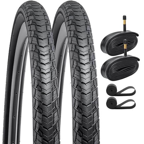 YunSCM 2Pcs Faltbar 28 Zoll Reifen 28x1.25 700x32C Mantel 32-622 Plus 2Pcs 700C Schlauch AV48mm Valve kompatibel 700C City Bikes, Rennräder 700x30C 30-622 Fahrradreifen und schlauche von YunSCM