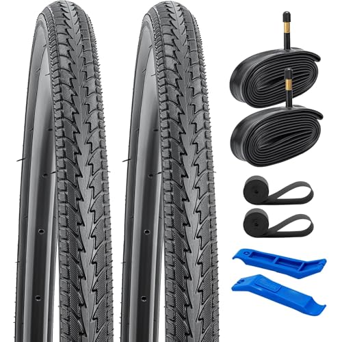 YunSCM 2er-Pack Faltbarer 700C Reifen 700x35C 28x1.40 ETRTO 37-622 und 700C Schlauch AV48mm Schrader Ventil kompatibel 700C Rennrad 700x35C 37-622 Fahrradreifen und Schlauch von YunSCM