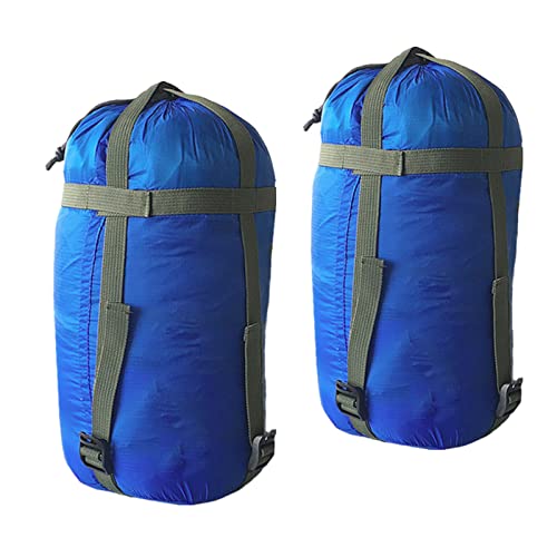 Nylon Schlafsackbeutel Kompressionsbeutel Kompressionssack für Schlafsäcke oder Kleidung (2 Stück Himmelblau) von Yundxi