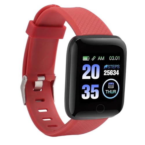 116 Plus Smartwatch, 1,3-Zoll-Smartwatch, LCD-Touchscreen, Informationen Zur Blutdrucküberwachung, Push für das Tägliche Leben (Rot) von Yunseity