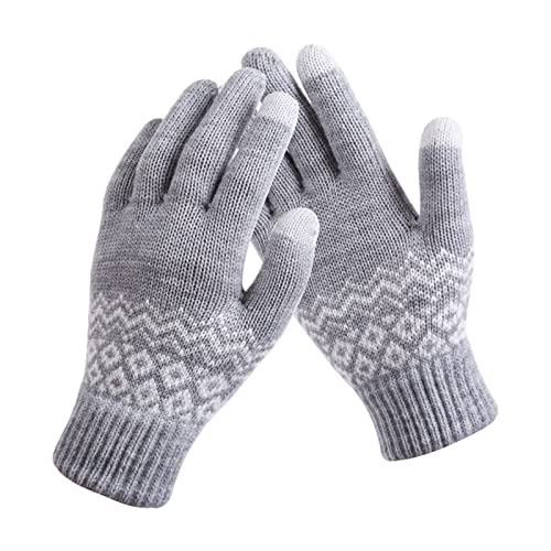 Beheizbare Handschuhe Fahrradhandschuhe Druck und Handschuhe modische Herrentelefonie kreative Schneeflocke Dicke warm für Erwachsene Frauen mit Bildschirm und Handschuhen und Warme (Grey, One Size) von Yunyahe