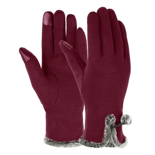 Yunyahe Beheizbare Handschuhe Fahrradhandschuhe Winterhandschuhe für Damen mit Bildschirmfingern, warm, dick, SMS Warme Handschuhe Herren (Red, one Size) von Yunyahe