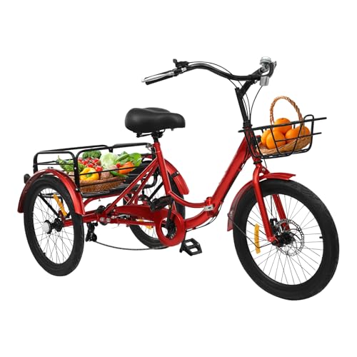 YyanLAK Faltbares Dreirad für Erwachsene, 20 Zoll Faltbares Dreirad, 7-Gang 3-Rad Fahrrad mit Schloss für Erwachsene mit Einer Körpergröße von 5,09 bis 5,74 Fuß von YyanLAK