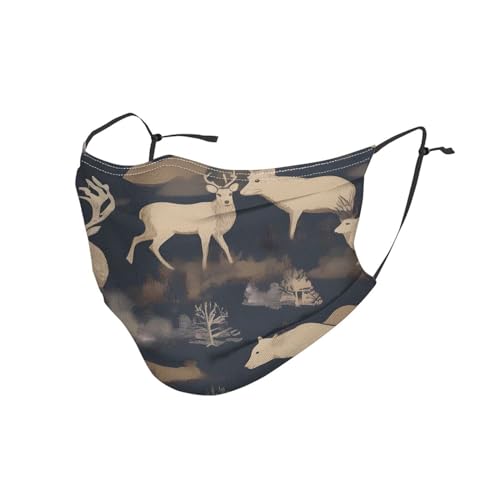 Yyhwhjde Erwachsenenmasken, waschbar, weich, atmungsaktiv, geeignet für Camping, Laufen, Reisen, den täglichen Gebrauch, Lodge Bear Deer Prints von Yyhwhjde