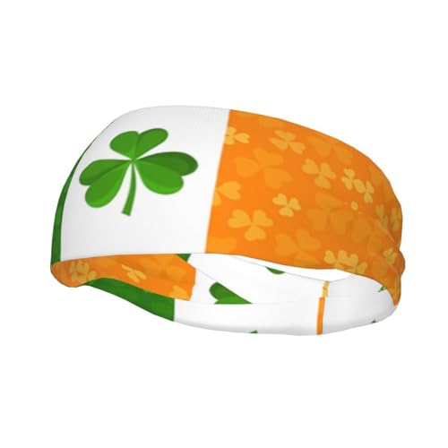 Bedrucktes Sport-Stirnband mit irischer Flagge, für Damen und Herren, feuchtigkeitsableitendes Workout-Stirnband, Schweißband für Yoga, Fitnessstudio, Tennis, Laufen, Basketball von YzgWjBhd