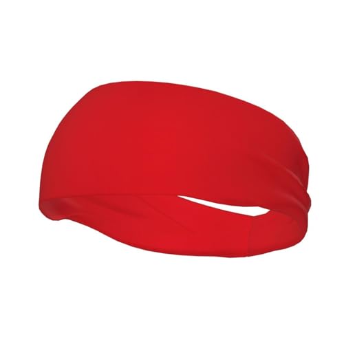 Einfarbiges rotes bedrucktes Sport-Stirnband für Damen und Herren – feuchtigkeitsableitendes Workout-Stirnband – Schweißband für Herren, für Yoga, Fitnessstudio, Tennis, Laufen, Basketball von YzgWjBhd