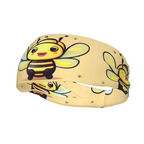 Yellow Bee bedrucktes Sport-Stirnband für Damen und Herren, feuchtigkeitsableitendes Workout-Stirnband, Schweißband für Herren, für Yoga, Fitnessstudio, Tennis, Laufen, Basketball von YzgWjBhd