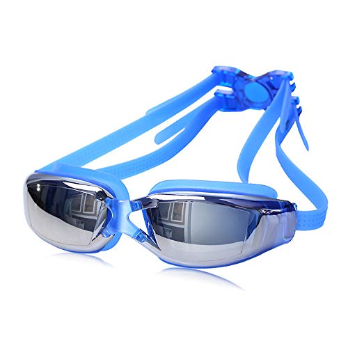 YzoTek Unisex Schwimmbrille - UV 400 Verspiegelte Antibeschlag Keine Auslaufende Weitsicht Poolbrille für Männer Frauen von YzoTek