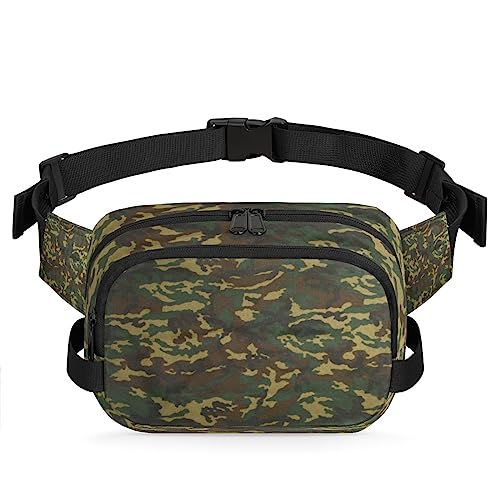 Camo Forest Gürteltasche für Damen und Herren, Camo-Thema, modische Umhängetasche, Hüfttasche mit verstellbarem Riemen für Outdoor, Workout, Freizeit, Reisen, Laufen, Wandern, Radfahren, von Yzrwebo