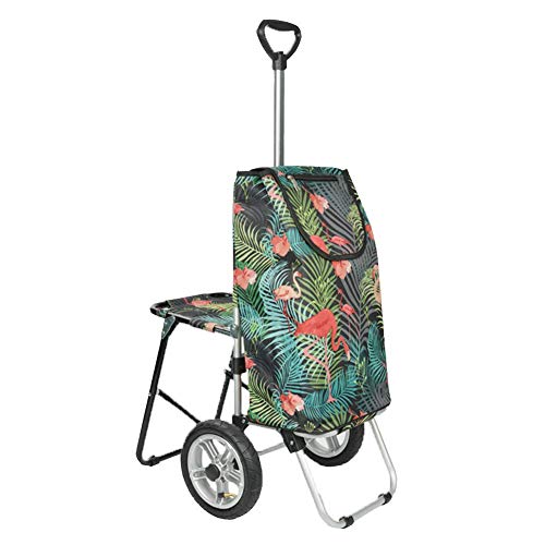 Faltbarer Rollator Walker mit Doppelrädern mit Einkaufstasche Einkaufstrolley mit Sitz Aluminium-Gehmobilitätshilfe für ältere Menschen (1 Stück) (grüne aufblasbare Räder) von Z-SEAT