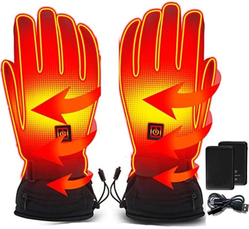 Z-YQL Beheizte Handschuhe, Elektrische Wiederaufladbare Batterie Heizung Handschuhe für Männer Frauen, Winter Sport Outdoor Warme Handschuhe für Skifahren Angeln Camping Wandern von Z-YQL