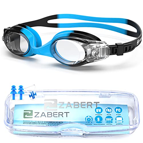 ZABERT Schwimmbrille für Kinder, K1 Schwimmbrillen Kinderschwimmbrille Chlorbrille für Jugendliche Kinder Kind Junior Jungen Mädchen 2 3 4 5 6 7 8 9 10 11 12 Jahre Schwarz Blau 2 von ZABERT