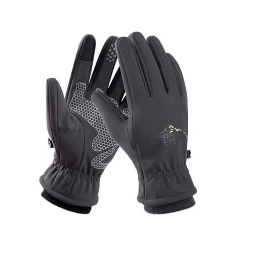 ZAJIWFG Angeln Handschuhe, Outdoor-Plus Velvet Warm Ski Reithandschuhe, Anti-Rutsch-Touch-Screen-wasserdichte Handschuhe (Grau) von ZAJIWFG