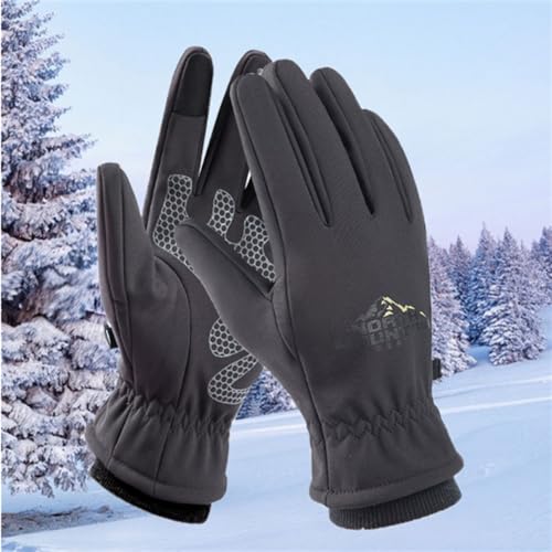 ZAJIWFG Outdoor-Sport-Handschuhe, Outdoor-Plus Velvet Warm Ski Reithandschuhe, Anti-Rutsch-Touch-Screen-wasserdichte Handschuhe (Grau) von ZAJIWFG
