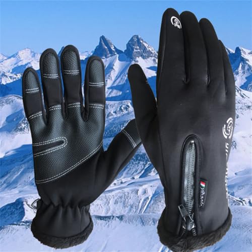 ZAJIWFG Outdoor-Sport-Handschuhe, Wintervoll Fleece Touch Screen Warme Fahrradhandschuhe, Mountain Ski-Handschuhe (Schwarz) von ZAJIWFG