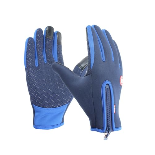 ZAJIWFG Outdoor-Sport-Handschuhe, wasserdichte Männer Und Frauen Motorrad-Handschuhe Im Winter, Touchscreen Ski Angeln Handschuhe (Blau),1# von ZAJIWFG