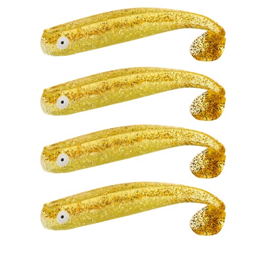 ZANDERKANT - Angelköder - Gummifische - Mega Kauli - 2 Packungen je 2 Stück - Goldglitter - 16cm - Greifer 6/0 - schwimmend von ZANDERKANT