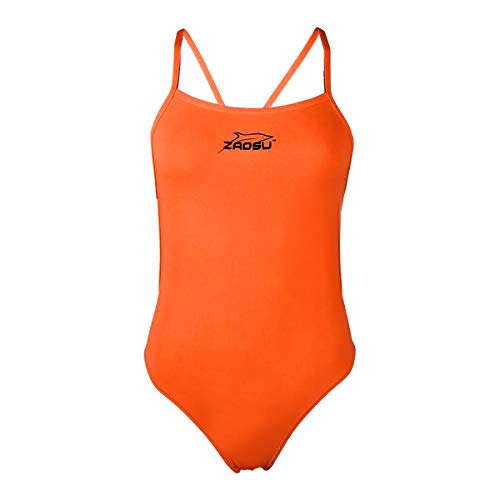 ZAOSU Damen und Mädchen Schwimmanzug Essential | Sport Badeanzug für das Schwimm Training, Farbe:Neonorange, Größe:40 von ZAOSU