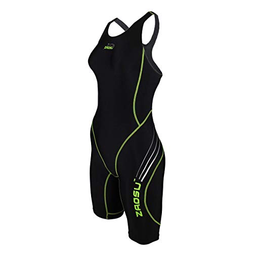 ZAOSU Wettkampf-Schwimmanzug Z-Black - Badeanzug für Mädchen und Damen, Farbe:schwarz/grün, Größe:128 von ZAOSU