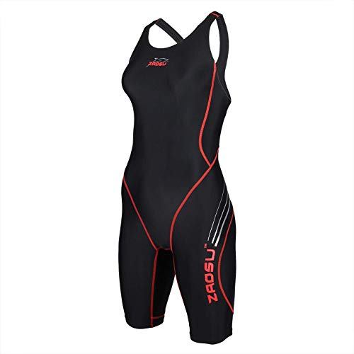 ZAOSU Wettkampf-Schwimmanzug Z-Black - Badeanzug für Mädchen und Damen, Farbe:schwarz/rot, Größe:128 von ZAOSU