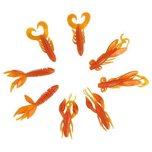 ZAWELIYO 25 Stück Weiche Silikon-Wurm-Garnelen-Seefischköder Tackle Jig Wobbler Angelköder für Angler (Orange) von ZAWELIYO