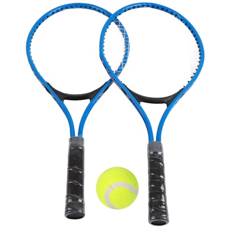 ZAWELIYO 2PCS -Tennisschläger, 21,6-Zoll-Tennisschläger aus Kunststoff mit Weichen Bällen und Tragetasche für, Kleinkinder, Outdoor-Indoor-Sportspiele (Blau) von ZAWELIYO