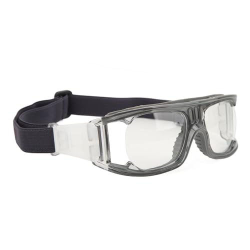 ZAWELIYO Sportbrille, Schlagfeste Schutzbrille für Basketball, Laufen, Radfahren, mit Verstellbarem Band (Grau) von ZAWELIYO